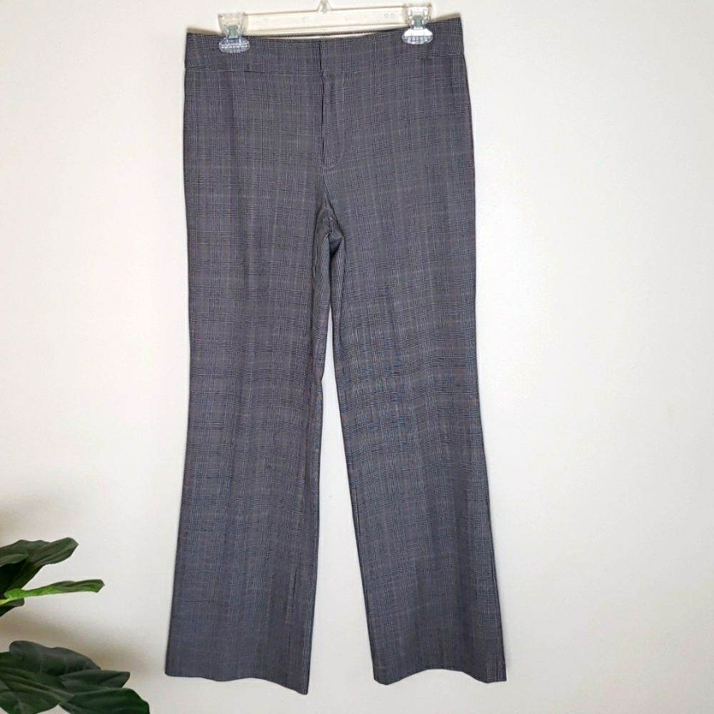 Gap plaid check print trousers, wool blend, stretch, career, academia, size 6